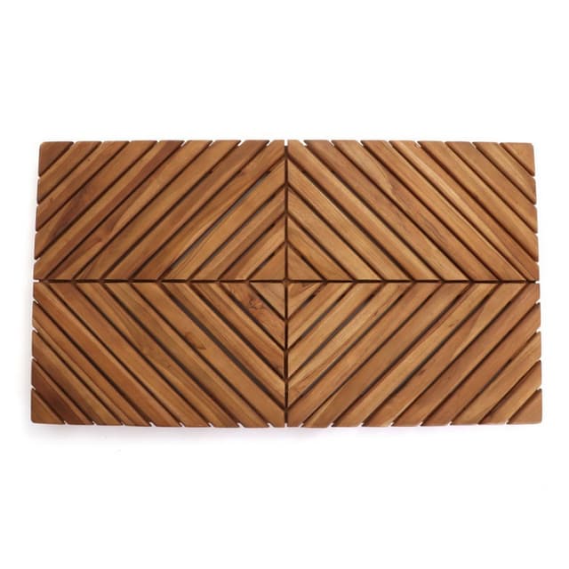 35-1/2" Radial Teak Bath Mat