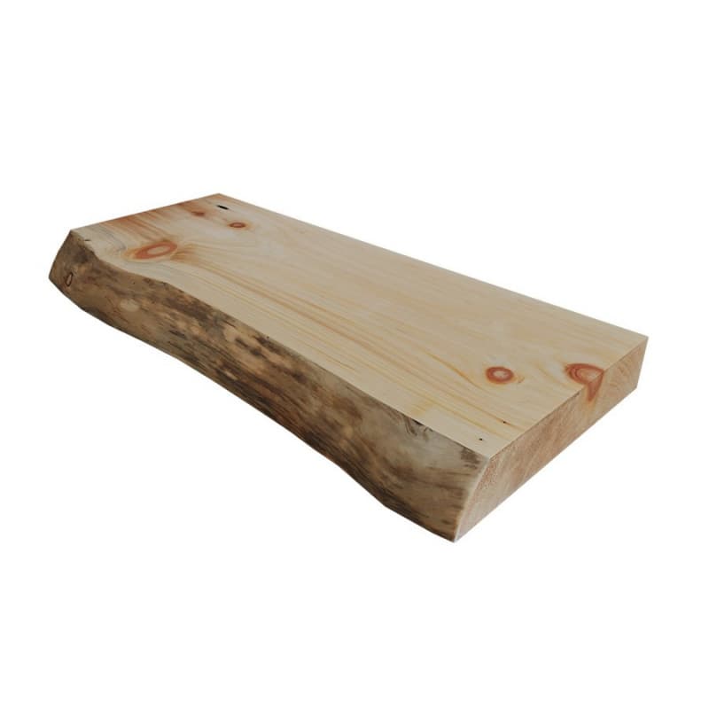 9" - 12" x 24" Live Edge Floating Shelf, Pine Finish