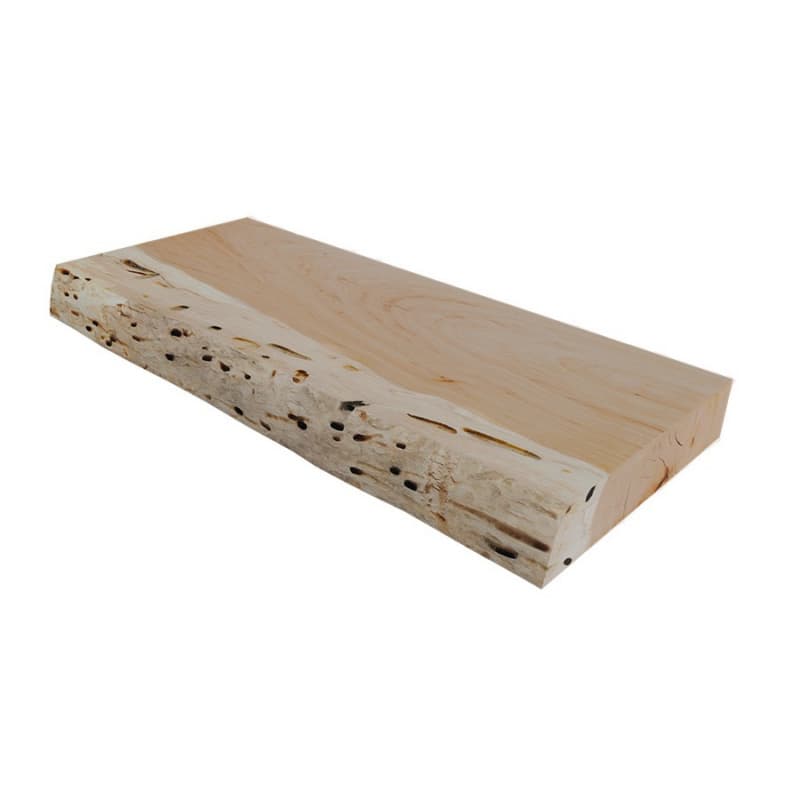 9" - 12" x 24" Live Edge Floating Shelf, Hickory Finish