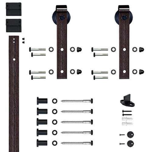 8' Flat Rail Barn Door Hardware Kit, Surface Mount, Oil-Rubbed Bronze Finish