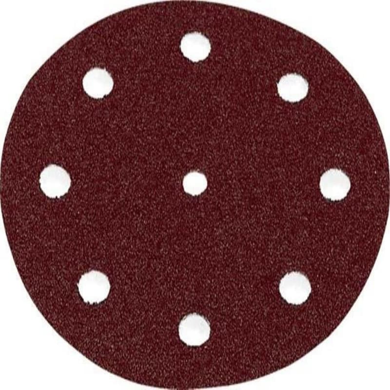 5" Hook & Loop 180 Grit 9 Holes Abrasive Rubin 2 Sanding Disc, Aluminum Oxide on Paper (50/Pack)