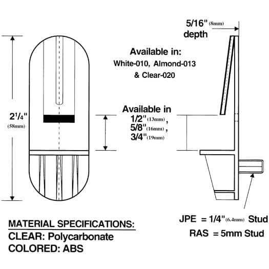 1/4" Plastic Locking Shelf Clip with 3/4" Shelves, White Finish