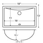 Vitreous China Undermount Single Bowl Vanity Sink, 18" x 13" x 5-3/4", Bisque