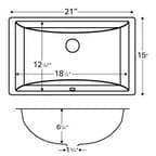 Vitreous China Undermount Single Bowl Vanity Sink, 21" x 15" x 6-1/4", Bisque