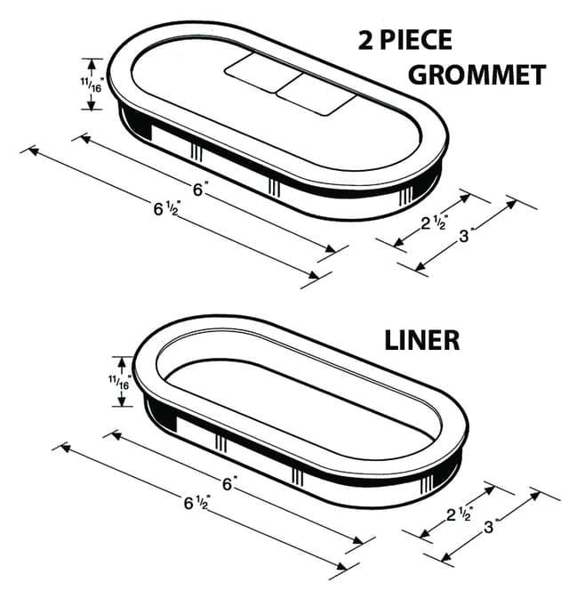 Hardware Concepts 6398 Oval One Piece Plastic Grommet, Liner Only