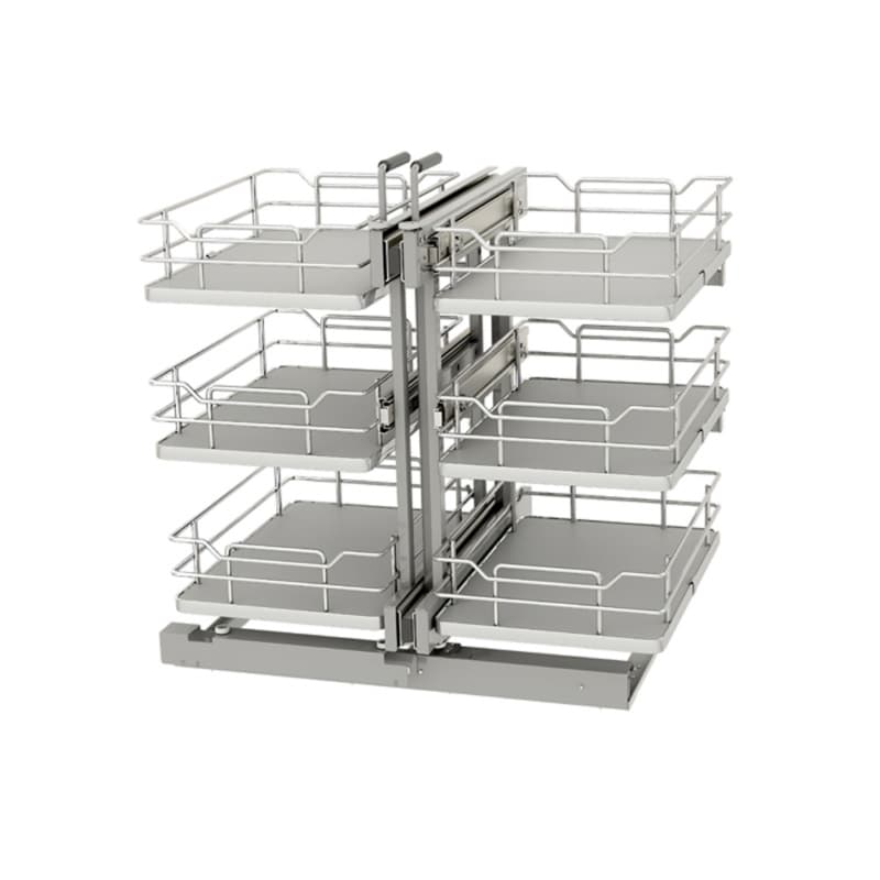 3-Tier Universal Blind Corner Optimizer with Soft-Closing for 15" Cabinet Opening, Gray