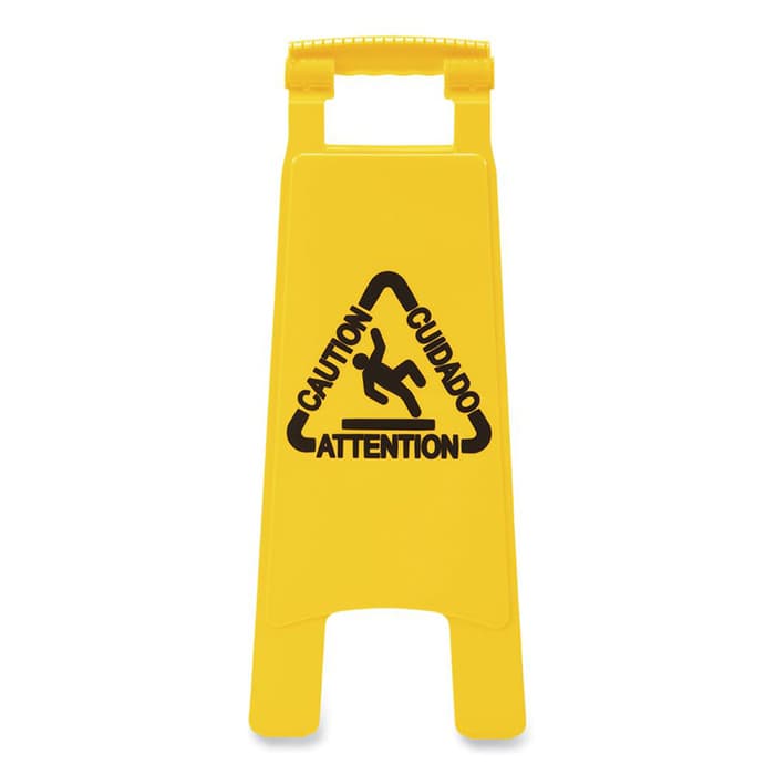 Boardwalk 10" x 2" x 26" 2-Sided Safety Wet Floor Sign, Yellow