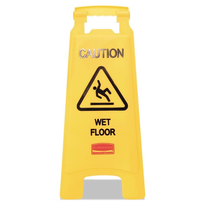 Rubbermaid 11" x 12" x 25" Caution Wet Floor Sign, Bright Yellow