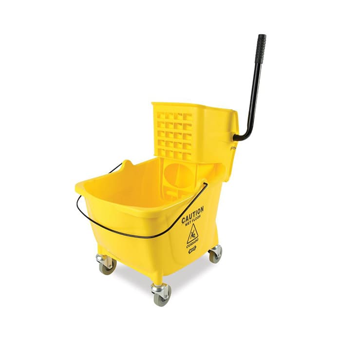Boardwalk Side-Squeeze Wringer/Bucket Combo, 8.75 Gallon, Yellow/Silver