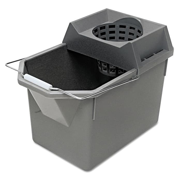 Rubbermaid 15 Qt Commercial Pail/Strainer Combination, Steel Gray