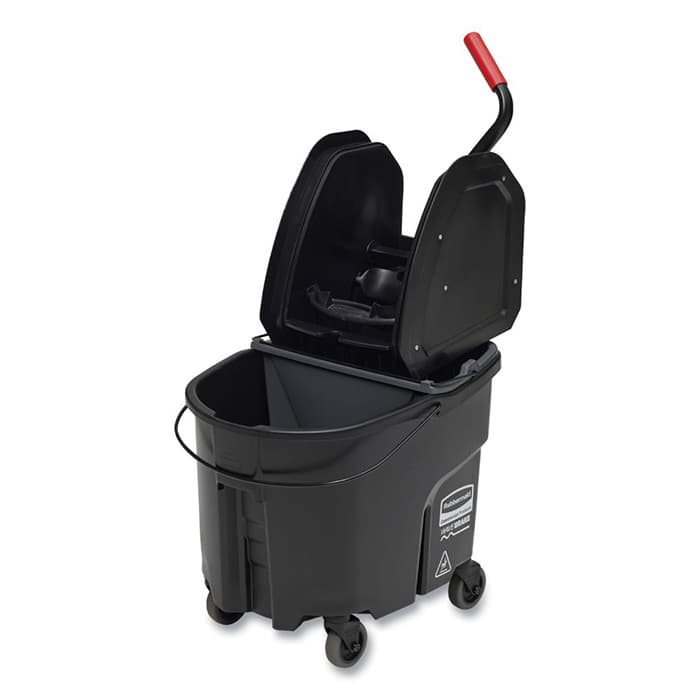 Rubbermaid Wavebrake 35 QT Down-Press Bucket/Wringer Combo, Black