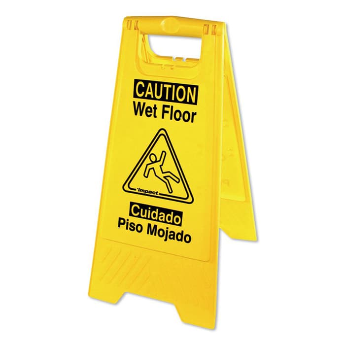 Impact 12-1/2" X 1-35/64" X 24-19/64" Caution Wet Floor Sign, Yellow