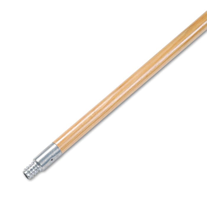 Boardwalk 60" Metal Tip Threaded Hardwood Broom Handle, Natural