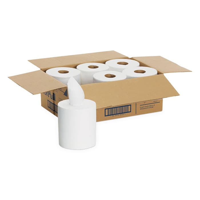 SofPull 1-Ply Center-Pull Perforated Paper Towel, White, 7-51/64" x 15" (6 Roll/Box)