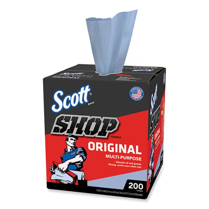 Scott 1-Ply Shop Towel Roll, Blue (8 Box/Case)