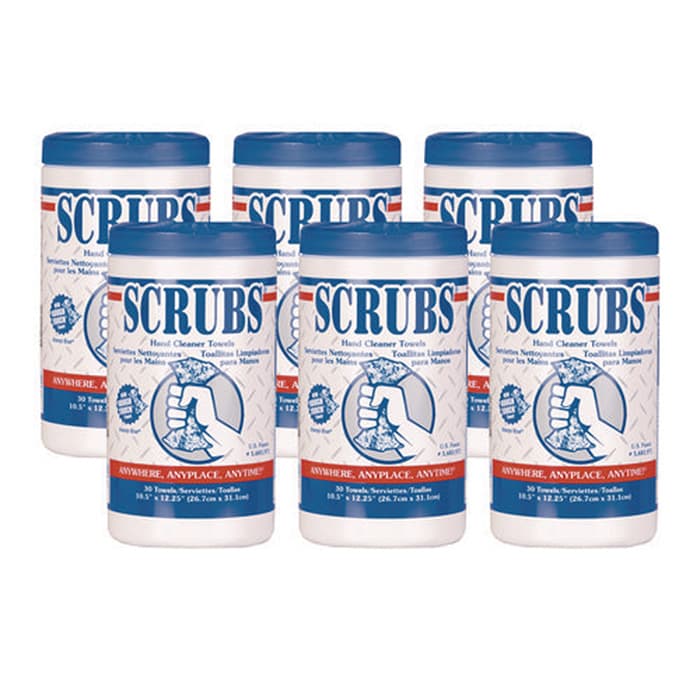 10" x 12" 1-Ply Citrus Hand Cleaner Towel, Blue/White (6 Canister/Box)