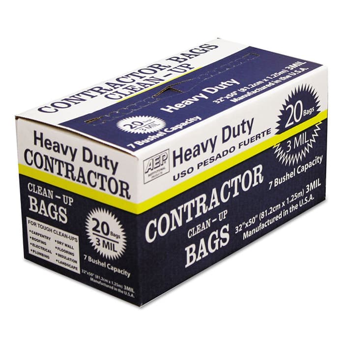 30 Gallon Heavy-Duty Contractor Clean-Up Bag, Black (20/Box)