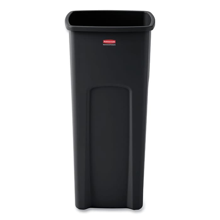 Rubbermaid Untouchable Square Waste Receptacle, 23 Gallon, Black