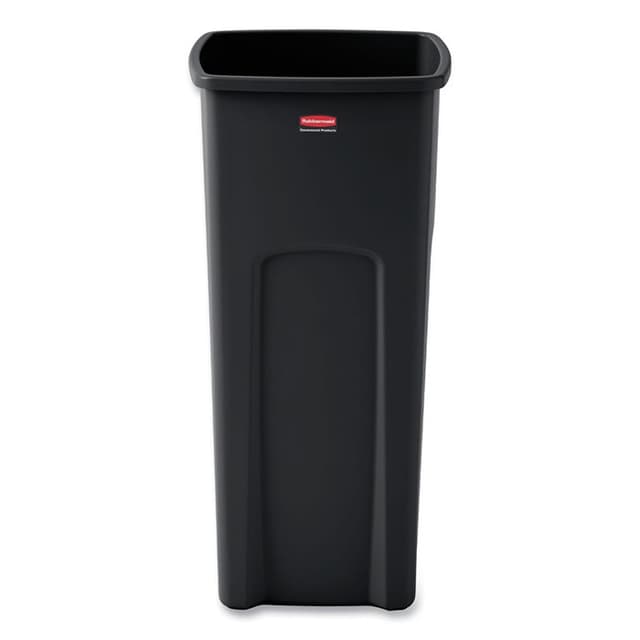 Rubbermaid Untouchable Square Waste Receptacle, 23 Gallon, Black