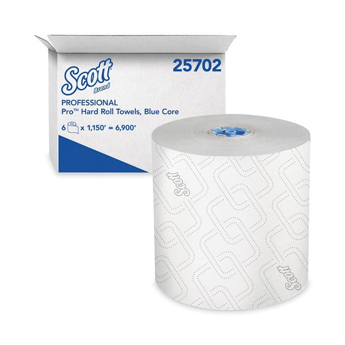 Scott Pro 1-Ply Hard Roll Paper Towel, White, 7-1/2" x 1150' (6 Roll/Box)
