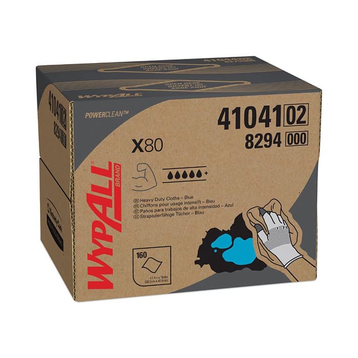 WypAll Power Clean Heavy Duty Cloth, Blue, 11-3/32" x 16-51/64" (160/Box)