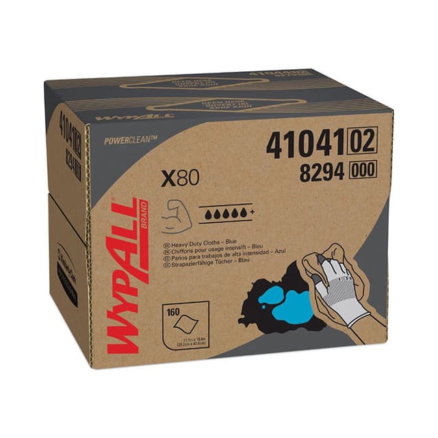 WypAll Power Clean Heavy Duty Cloth, Blue, 11-3/32" x 16-51/64" (160/Box)