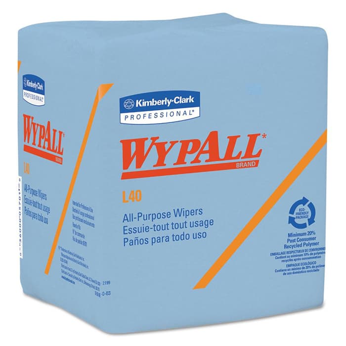 WypAll L40 1/4 Fold Wiper, Blue, 12-1/2" x 12" (12 Boxs/Case)