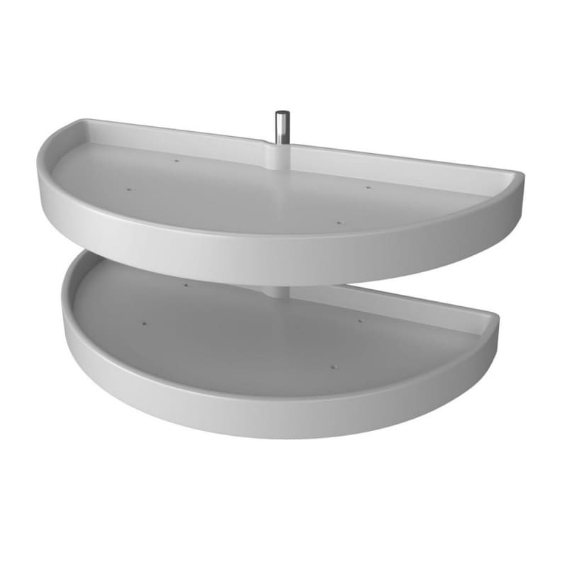 6842 33" Half-Moon 2 Tray Lazy Susan, White