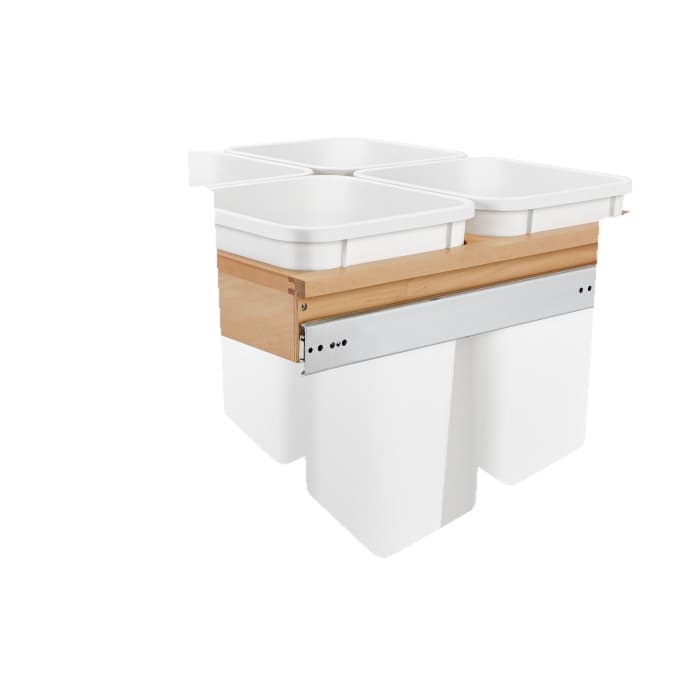 Four Bin 27 Qt Top-Mount Waste Container Pullout for 1-1/2" Face Frame, White