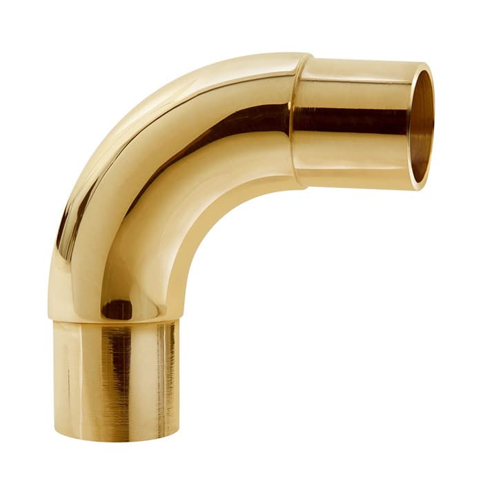 2" 90° Radius Elbow Fitting, Polished Brass