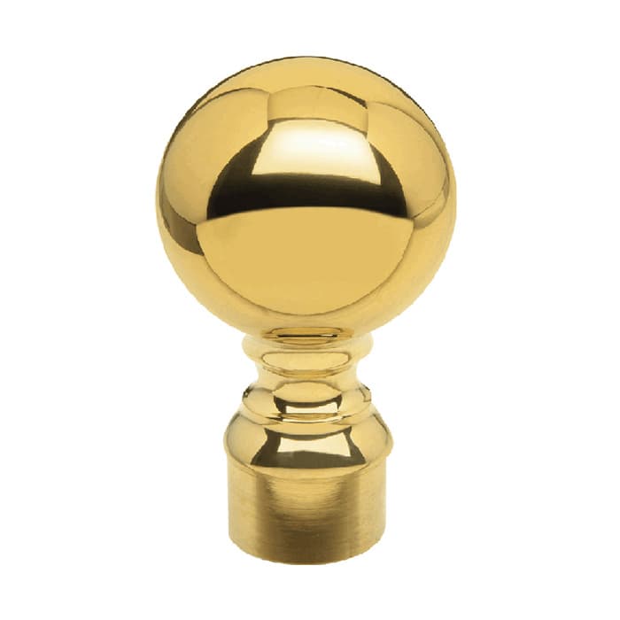 Ball Finial for 2" OD Tubing, Polished Brass