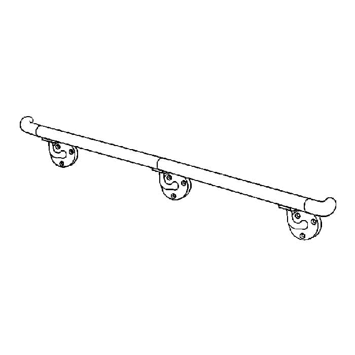12' Hand Rail Kit, Bright Brass