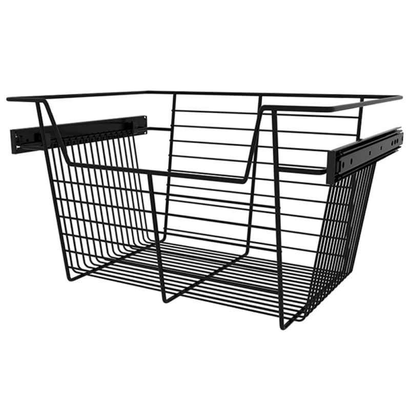 10-1/2" x 14" x 18" Pull-Out Steel Closet Basket, Matte Black
