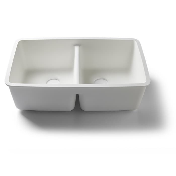 1729 Acrylic Undermount Double Bowl Kitchen Sink, 30-7/8" x 18-9/16" x 9-13/16", Arctic