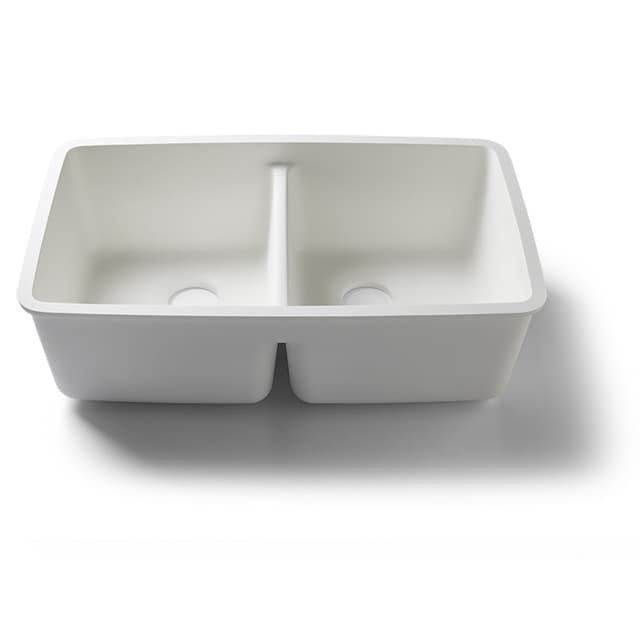 1729 Acrylic Undermount Double Bowl Kitchen Sink, 30-7/8" x 18-9/16" x 9-13/16", Arctic