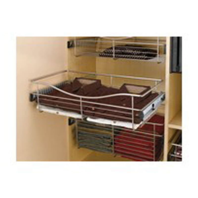 7" x 14" x 24" Wide Heavy-Gauge Pull-Out Wire Basket, Satin Nickel Finish