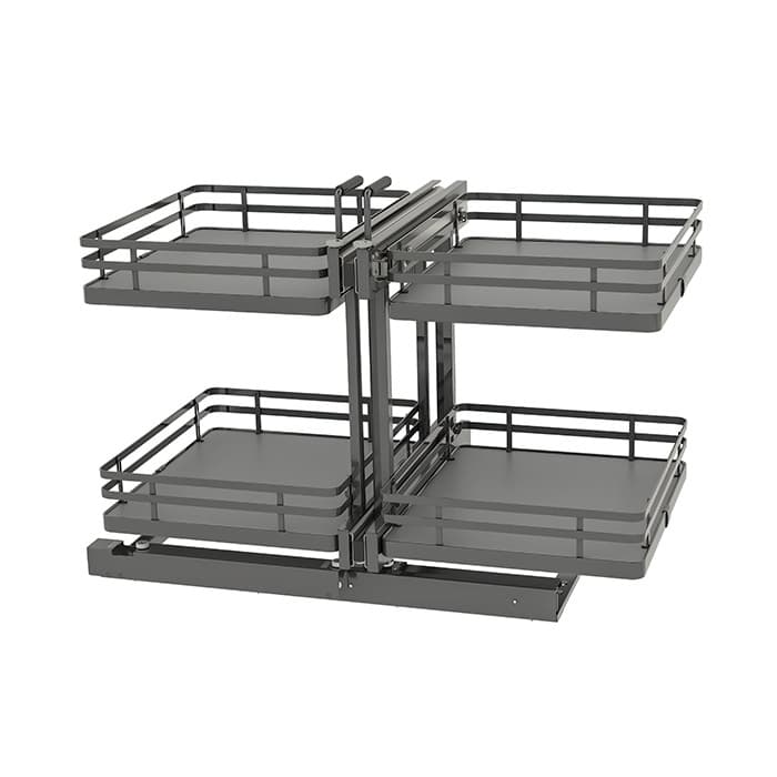 2-Tier 53PSPE Blind Corner Pull-Out with Soft-Closing for 15" Cabinet Opening, Orion Gray
