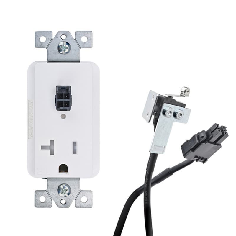 Docking Drawer 20-amp Safety Interlock Outlet with Blade Limit Switch, White