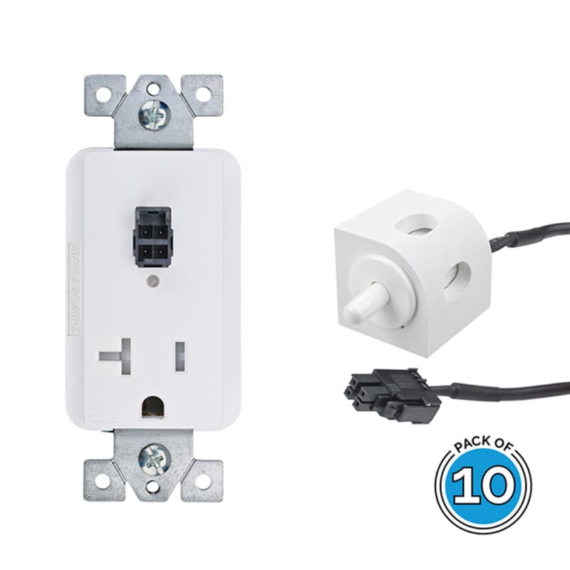 Docking Drawer 20-amp Safety Interlock Outlet with Corner Mount White Limit Switch Turns ON Power