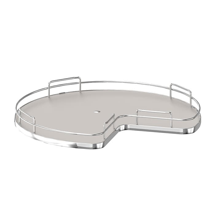 28" Kidney Lazy Susan with Swivel Bearing for Corner Base Cabinet, Gray