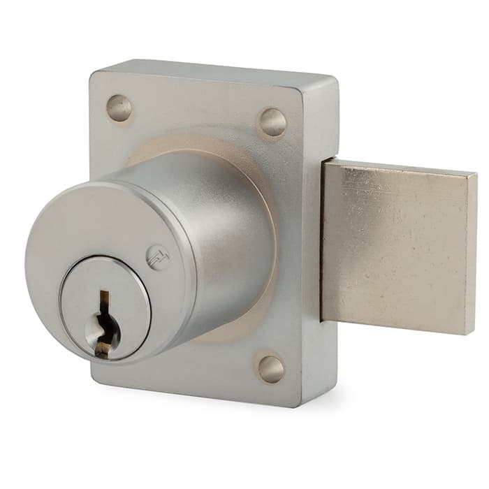 700 Schlage C Keyway Pin Tumbler Deadbolt Drawer Lock, Satin Chrome, Keyed to O-Bit Key, Cylinder Length 1-3/8"