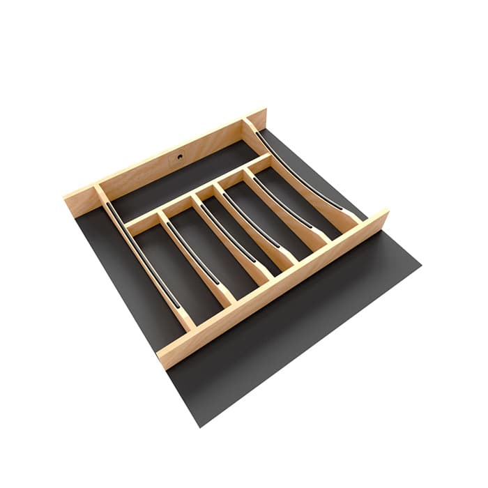 19-1/4" Craftsman Cutlery Drawer Insert with Black Accent, Light Brown