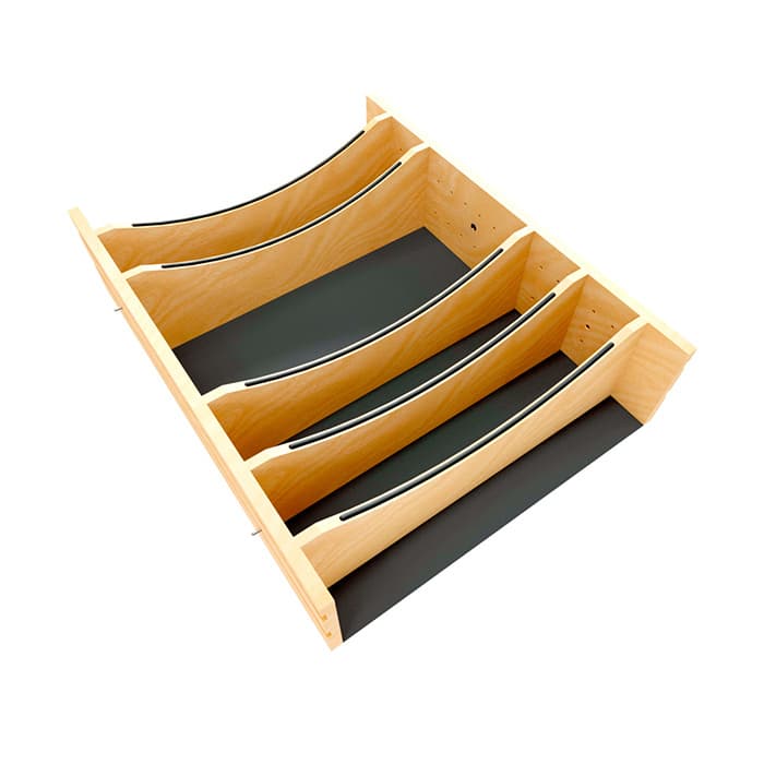 25-1/4" Craftsman Adjustable Deep Cutlery Drawer Divider Insert with Black Accent, Light Brown