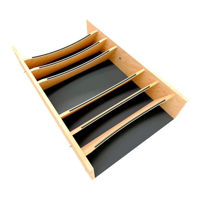 31-7/32" Craftsman Adjustable Deep Cutlery Drawer Divider Insert with Black Accent, Light Brown