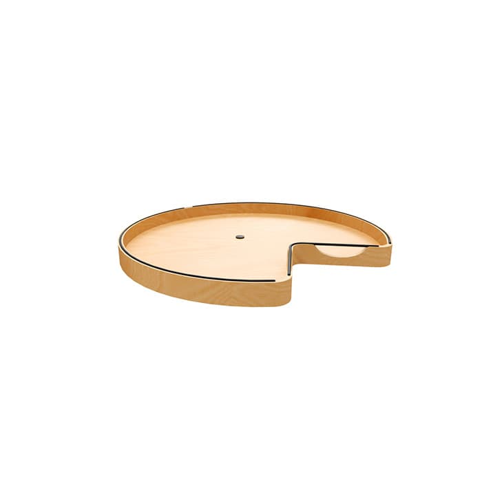 28" Craftsman Kidney Lazy Susan for Corner Base Cabinet with Swivel Bearing/Black Accent, Light Brown