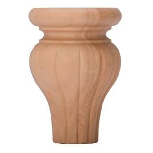 3-1/4" Wide x 4-3/4" High Tulip Bun Foot, Alder