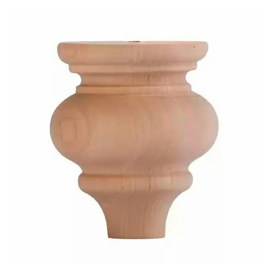 3-5/8" Wide x 4" High Marseille Bun Foot, Cherry
