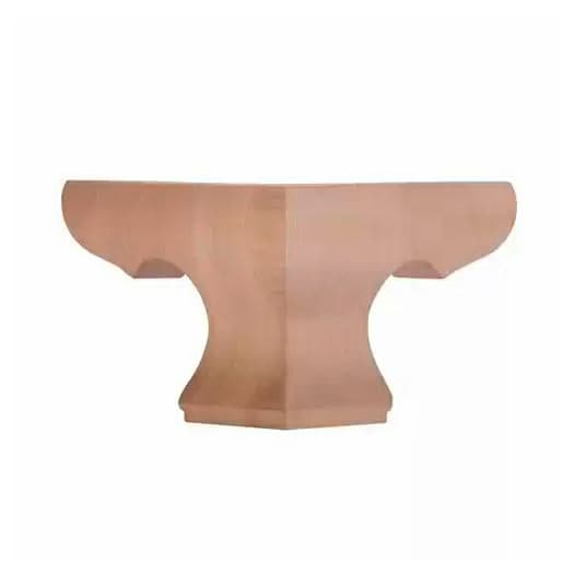 6" Wide x 4-1/2" High Pedestal Corner Bun Foot, Cherry