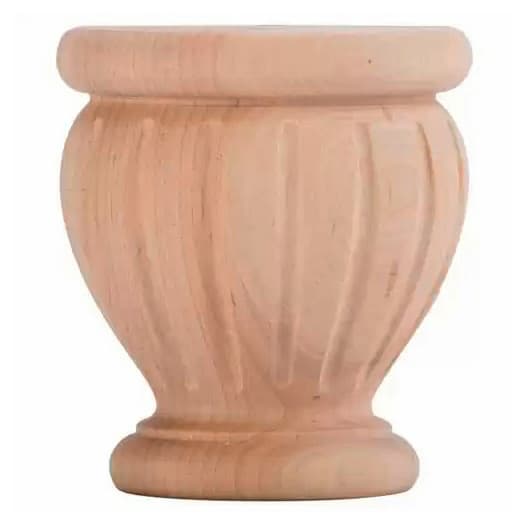 4" Wide x 4-1/2" High Poppy Fluted Bun Foot, Cherry