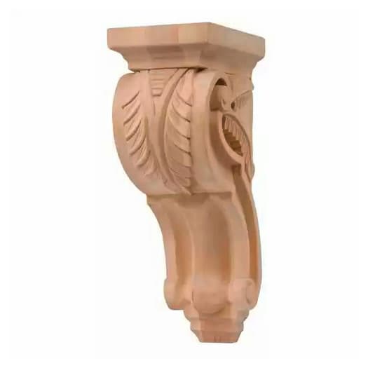 6" Palms Hand Carved Corbel, Linden